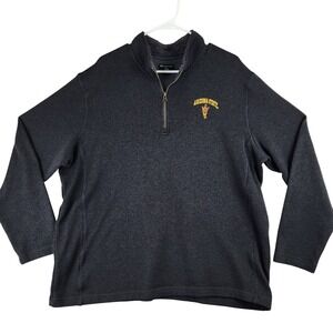 Arizona State Sun Devils Pullover Champion 1/4 Zip Ribbed Sweater Mens XXL Grey